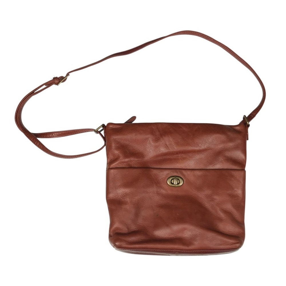 Margot Brown Leather Crossbody Bag Turn Lock Flap Shoulder Purse B72Q